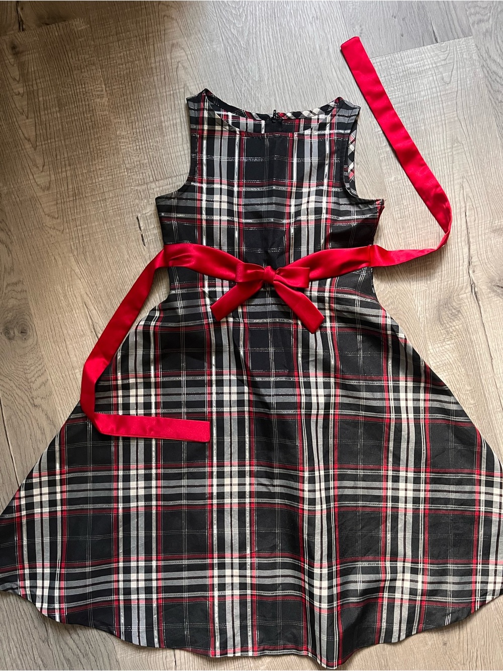 Ashley Ann Black and Red Plaid Holiday Dress